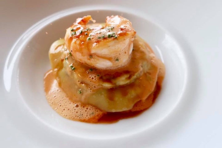Recept: Ravioli van Bresse kip met gebakken langoustine van Erik van Loo