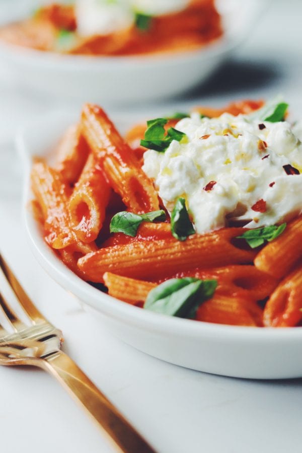 Recept: Penne alla Vodka met burrata (V)
